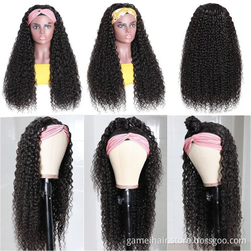 Wholesale Brazilian  Raw Virgin Hair Deep Wave Adjustable Headband Wigs.  Best Human Hair Headband Wigs For Black Women